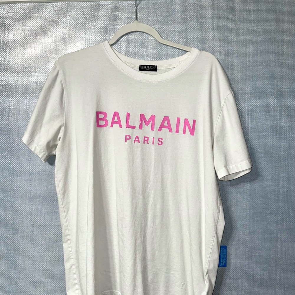 Balmain Paris Tee with Pink Logo